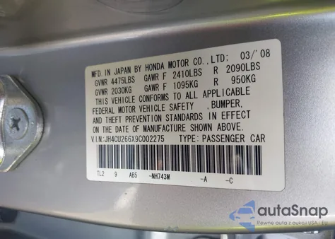 2009 Acura Tsx z USA, uszkodzony, nr VIN JH4CU266X9C002275